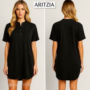 Aritzia Wilfred Free Mini Heather Dress Tunic Shirtdress Cocoon Oversized Boxy